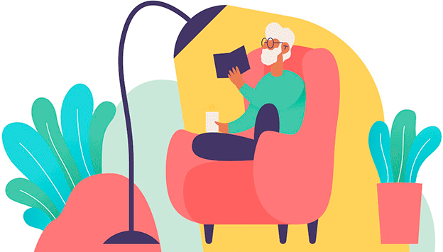 ilustracion leer casa