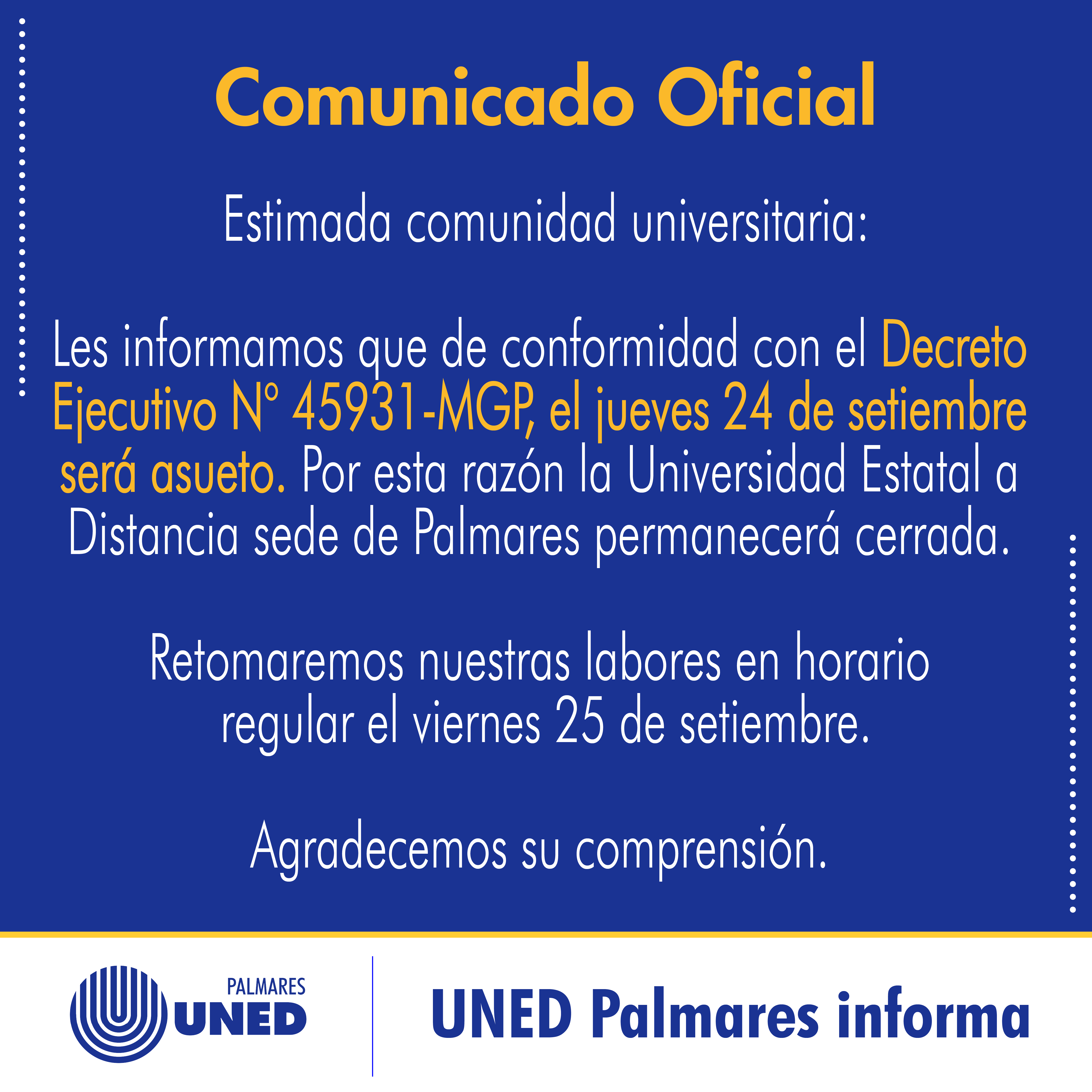 067 Comunidado Asueto 24 de 09