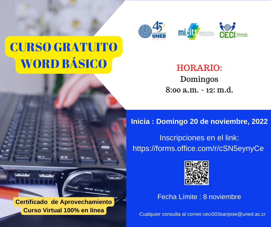 Curso Gratuito, modalidad virtual de Word Básico