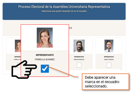 Figura del manual: papeleta virtual para seleccionar candidaturas